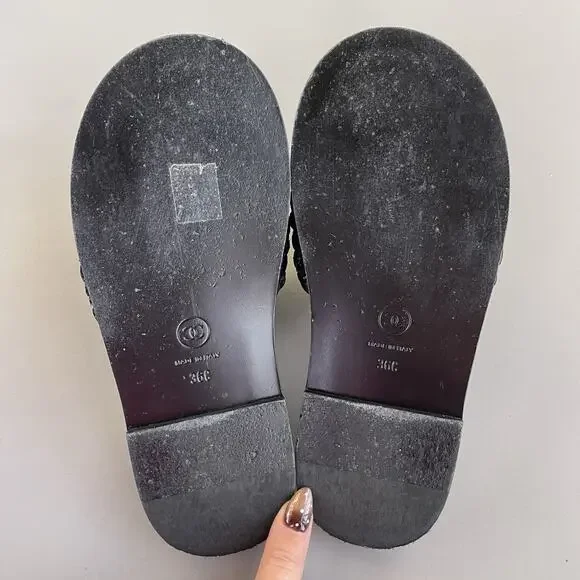 Chanel Black Raffia Sandals With Crystal Embellishments CC Logo 36C - Picture 9 of 14